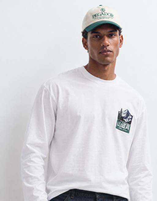 ASOS DESIGN lockeres Langarm-T-Shirt mit Landschaftsprint in Weiß, 8 von 10