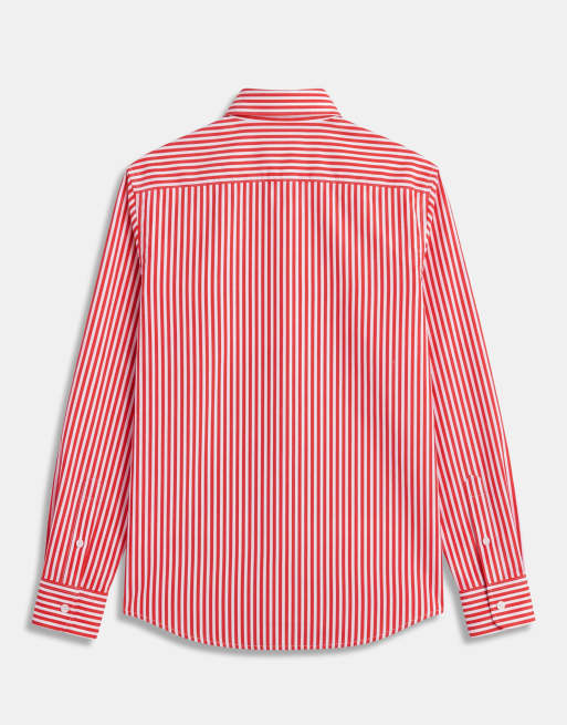 ASOS DESIGN lockeres Popeline-Hemd mit Streifen in Rot, 7 von 7