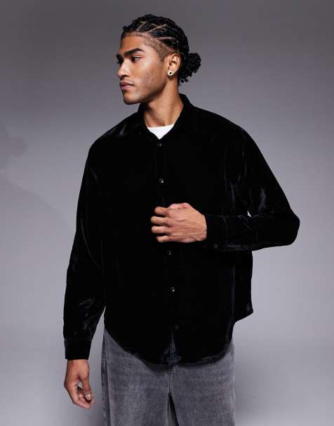 ASOS DESIGN – Lockeres Samthemd in Schwarz - view 1