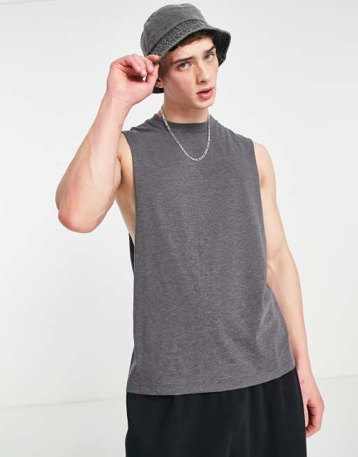 ASOS DESIGN – Lockeres Trägertop in meliertem Anthrazit 