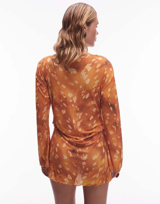 ASOS DESIGN – Lockeres,geripptes Minikleid mit Batikprint, 4 von 4
