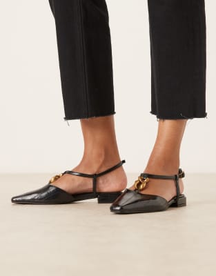Asos Design Lockhart Chisel Toe Trim Detail Slingback Flats In Black