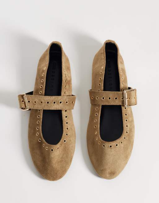 ASOS DESIGN - Loden - Ballerine Mary Jane in camoscio color sabbia con occhielli, 2 di 4