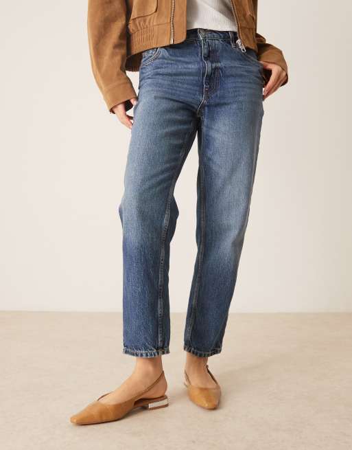 ASOS DESIGN - Logan - Ballerine a punta beige effetto coccodrillo con cinturino posteriore, 3 di 4