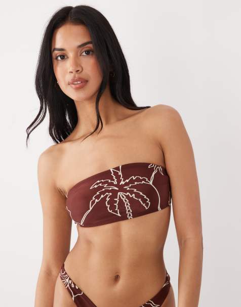 ASOS DESIGN - Logan - Bikinisæt med chokoladebrunt palmeprint - view 1