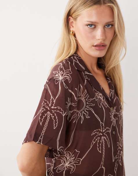 ASOS DESIGN - Logan - Chemise de plage décontractée avec imprimé tropical façon pochoir - view 1