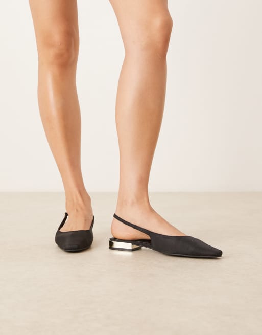 ASOS DESIGN Logan chisel toe slingback ballet flats in black
