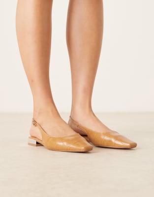 Logan chisel toe slingback ballets in beige croc