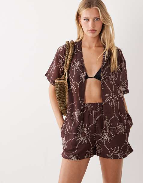 ASOS DESIGN - Logan - Resort strandshort met tropische stencilprint - view 1