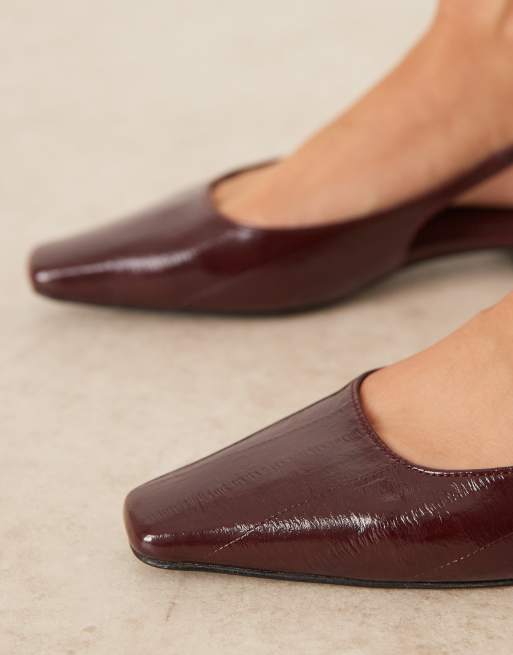 ASOS DESIGN Logan slingback ballets in burgundy, 3 of 4