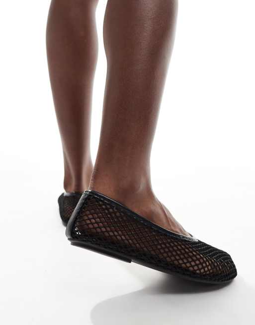 ASOS DESIGN Loki mesh ballet flats in black, 3 of 4