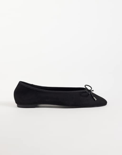 ASOS DESIGN Lola ballerine morbide con dettaglio fiocco nere in suedette, 1 di 4