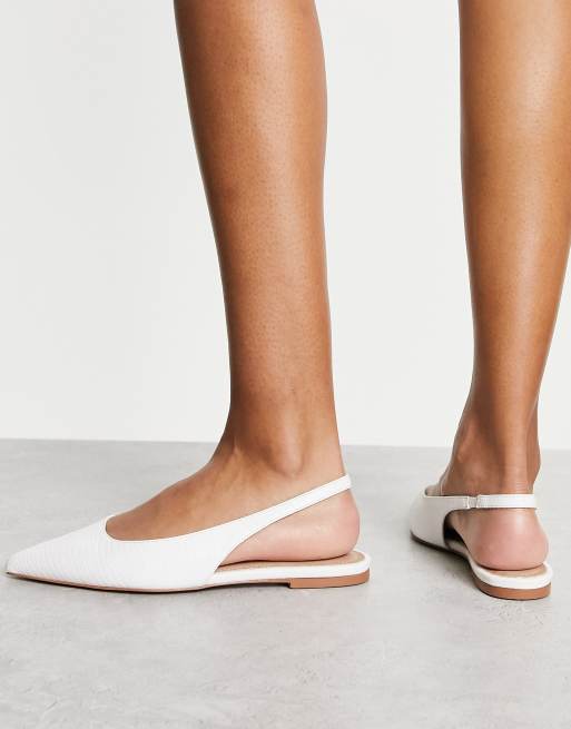 ASOS DESIGN - Lola - Ballerines effet lézard avec bride arrière - Blanc, 3 de 4