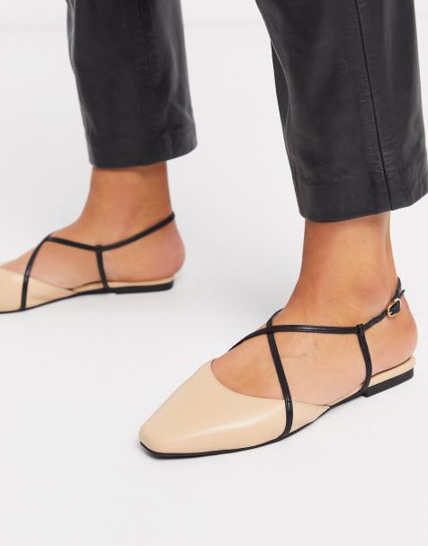 ASOS DESIGN - Lola - Ballerines plates - Noir et beige