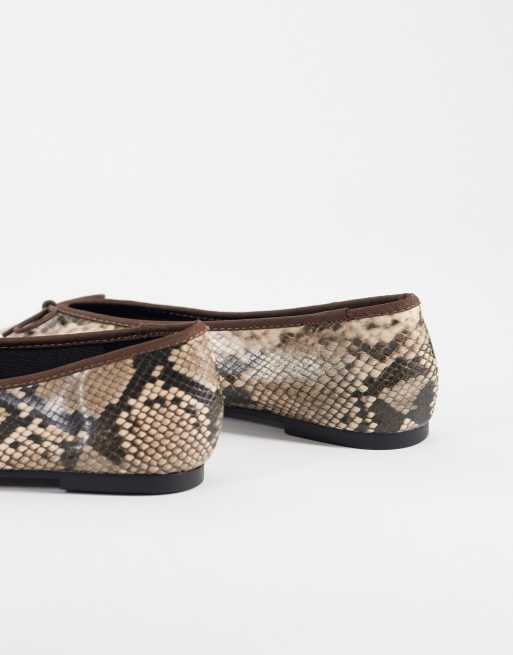 ASOS DESIGN - Lola - Ballerines souples avec nœud - Serpent et chocolat, 3 de 4