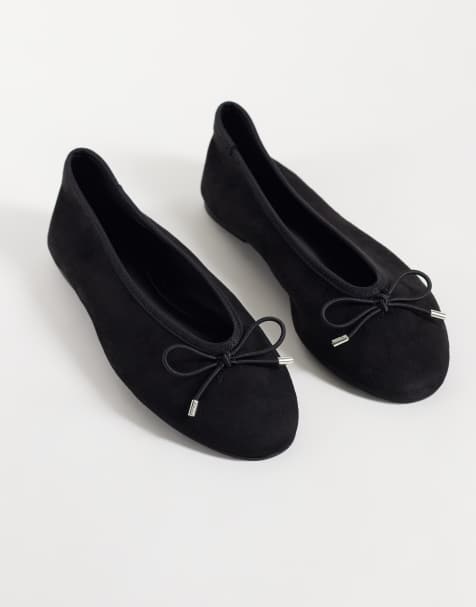 ASOS DESIGN Lola bløde balletsko med sløjfedetalje i sort suedette - view 1