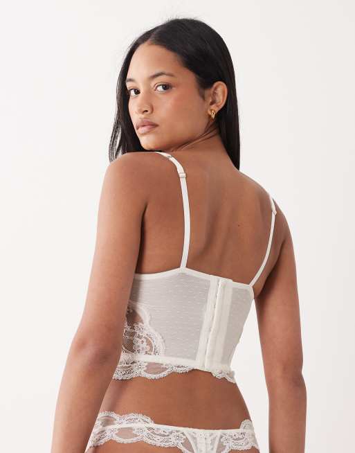 ASOS DESIGN - Lola - Elfenbensfarvet korset i blondemateriale med bøjle, 4 af 4