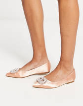 ASOS DESIGN Lola faux pearl embellished pointed ballet flats in