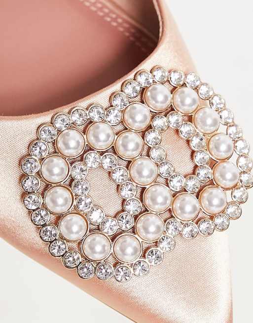 Pearl embellished flats