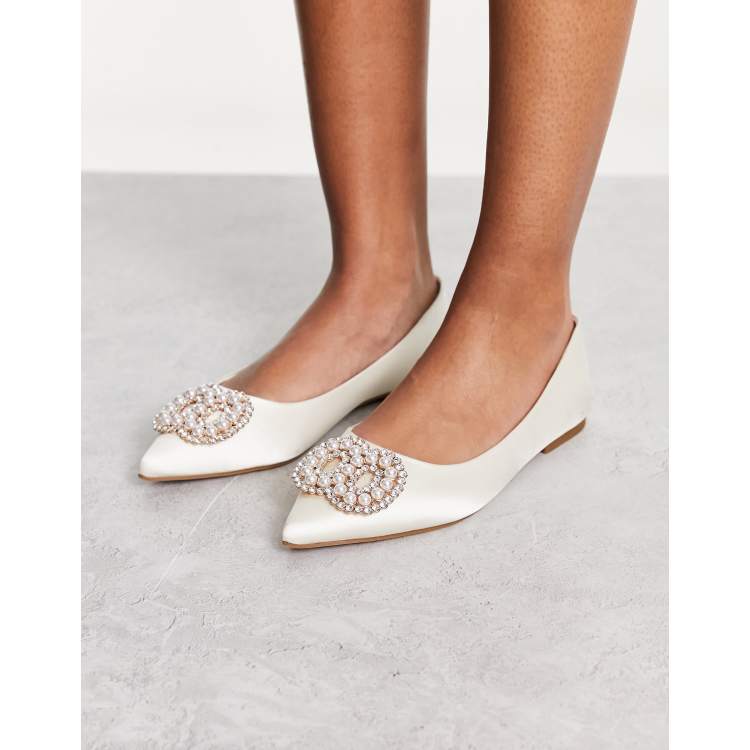 Dune london bridal briella embellished 2024 flat shoes