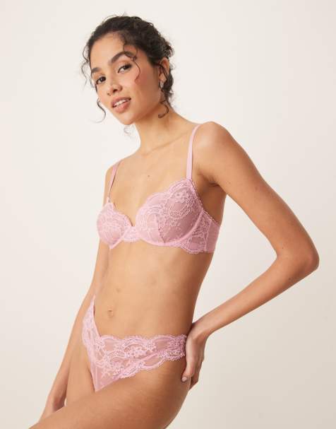 ASOS DESIGN - Lola - Kanten string in babyroze - view 1