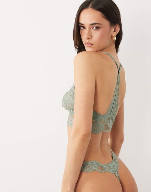 ASOS DESIGN - Lola - Kanten string in vintage groen, 4 van 4
