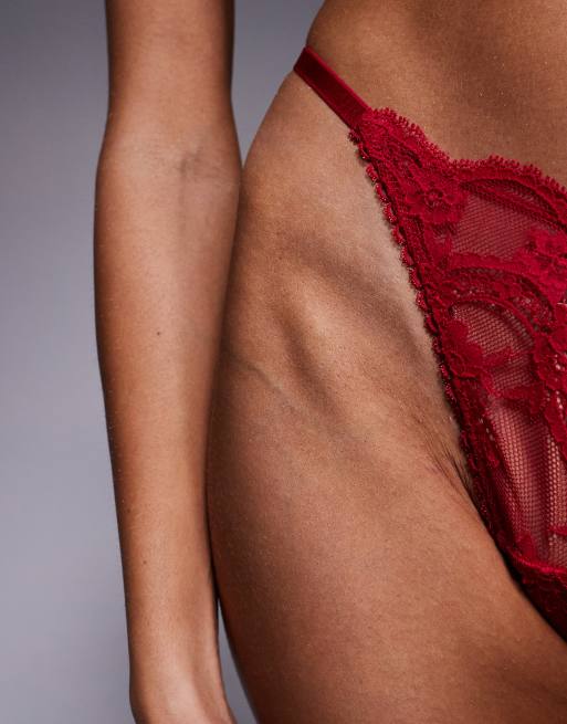 ASOS DESIGN - Lola - Kanten tanga in kersenrood, 4 van 4