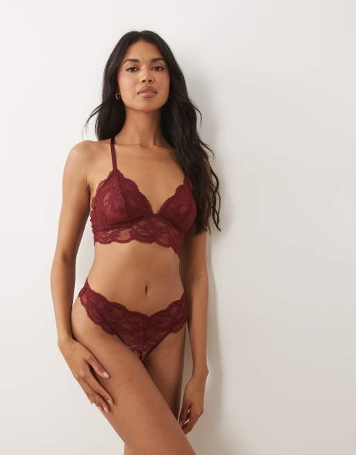 ASOS DESIGN - Lola - Klassieke kanten string in bordeauxrood, 2 van 4