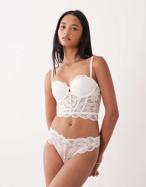 ASOS DESIGN – Lola – Koronkowy gorset z fiszbinami w kolorze kości słoniowej - view 1