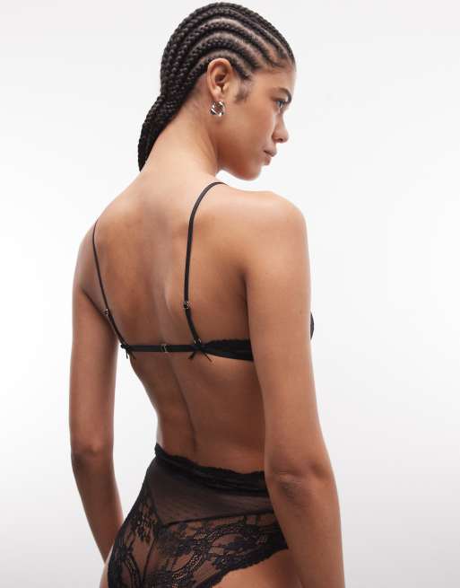 ASOS DESIGN Lola lace crop bra in black, 4 of 4