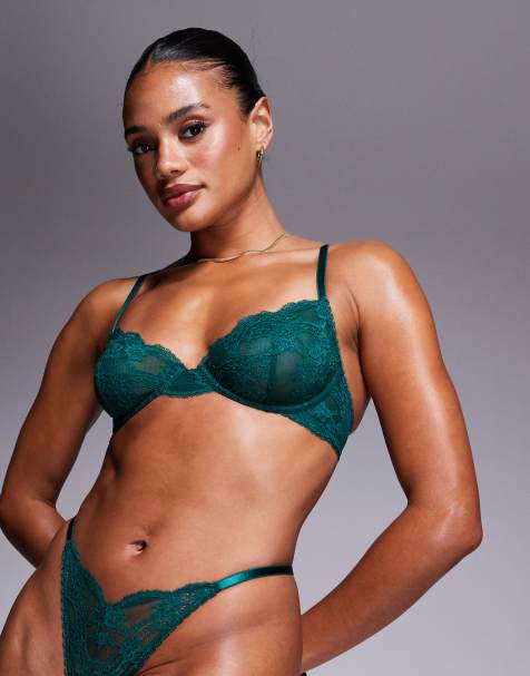 ASOS DESIGN Lola lace lingerie in forest green - view 1