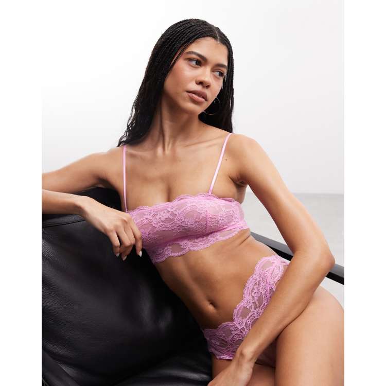 ASOS DESIGN Lola lace longline crop bandeau in candy pink