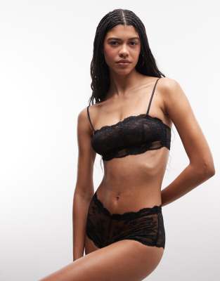 Asos Design Lola Lace Low Rise Briefs In Black