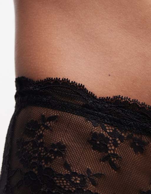 ASOS DESIGN Lola lace low rise briefs in black, 4 of 4