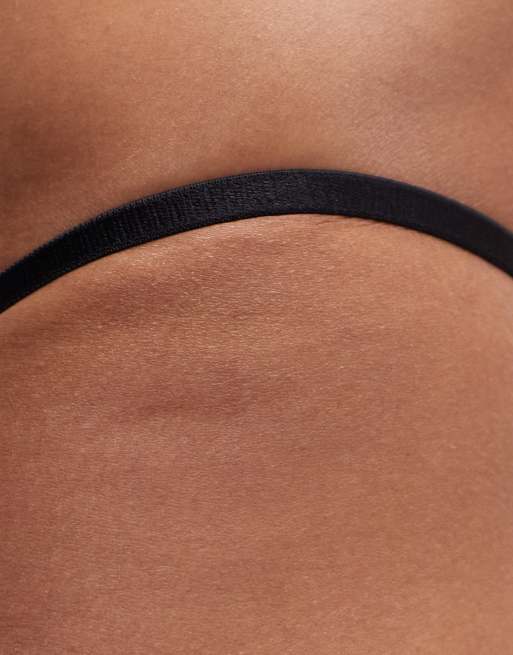 ASOS DESIGN Lola lace tanga brazilian in black, 2 of 4