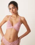 [ASOS DESIGN] ASOS DESIGN Lola lace triangle bra with front fastening in baby pink 6 Baby pink