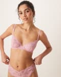 [ASOS DESIGN] ASOS DESIGN Lola lace underwired bra in baby pink 36D Baby pink