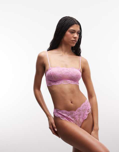 ASOS DESIGN – Lola – Ljusrosa brazilian-trosor i spets - view 1