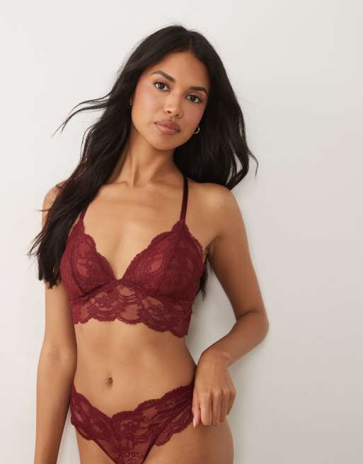 ASOS DESIGN Lola Longline-Bralette aus Spitze in Burgunderrot, 3 von 4