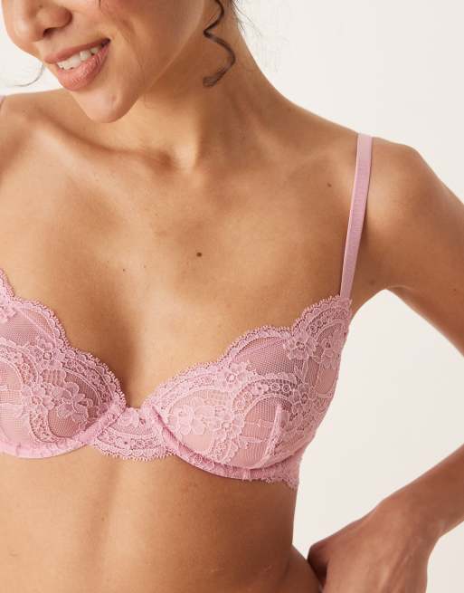ASOS DESIGN - Lola - Reggiseno rosa chiaro in pizzo con ferretto, 3 di 4