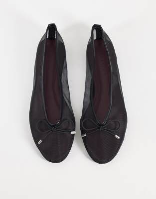 Asos Design Lola Soft Bow Detail Ballet Flats In Black