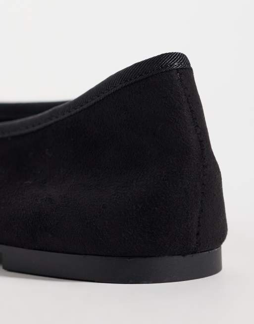 ASOS DESIGN Lola soft bow detail ballet flats in black suedette, 4 of 4
