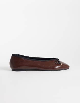 Asos Design Lola Soft Bow Detail Ballet Flats In Red