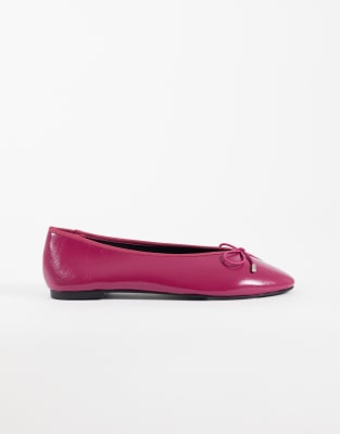 Asos Design Lola Soft Bow Detail Ballet Flats In Pink