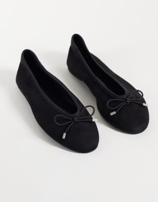 Asos Design Lola Soft Bow Detail Ballet Flats In Black