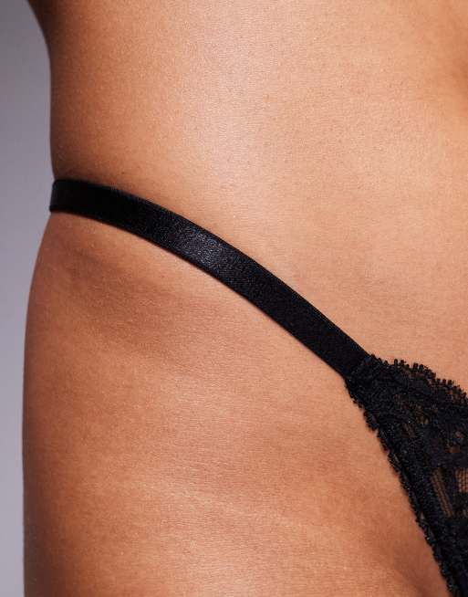 ASOS DESIGN - Lola - Sort G-streng med blonder, 3 af 4