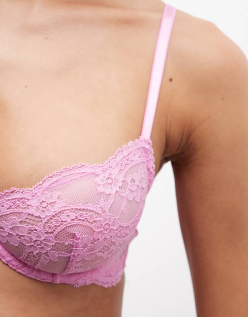 ASOS DESIGN - Lola - Soutien-gorge à armatures en dentelle - Rose bonbon, 3 de 4