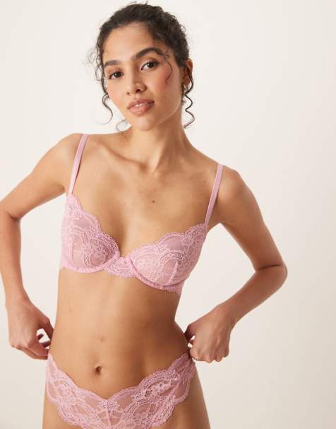 ASOS DESIGN - Lola - Soutien-gorge à armatures en dentelle - Rose pastel - view 1
