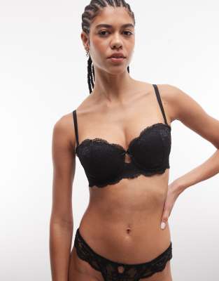 Lola - Soutien-gorge sans bretelles à armatures en dentelle - Noir 34A