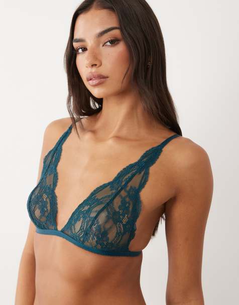 ASOS DESIGN Lola Spitzen-BH mit hohem Apex, Soft-BH in Smaragdgrün - view 1